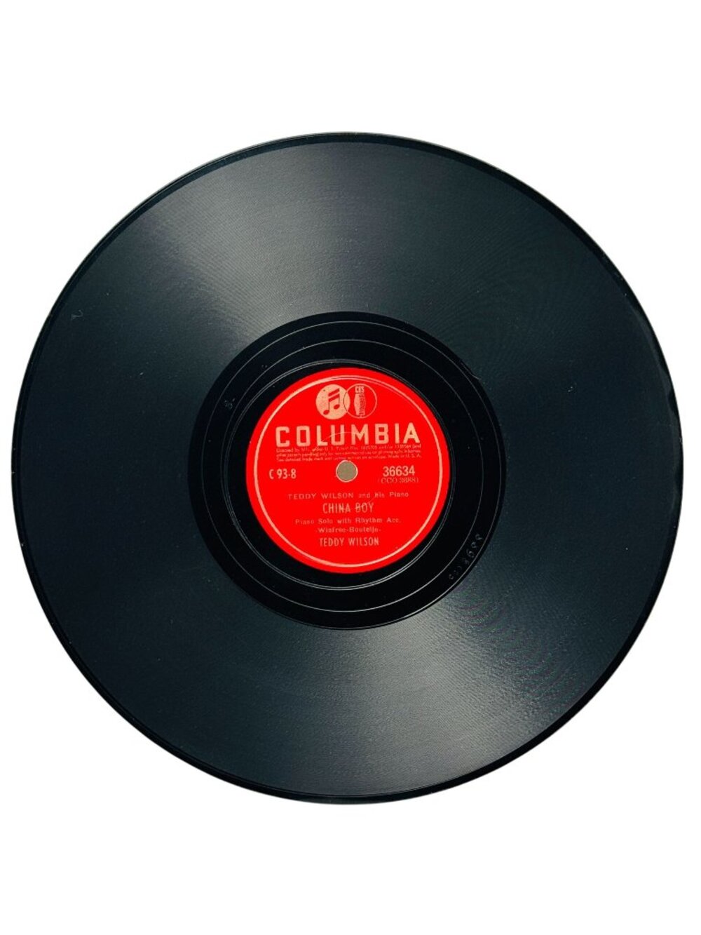 Teddy Wilson China Boy / Body And Soul 10in Shellac 78RPM Columbia Records 36634